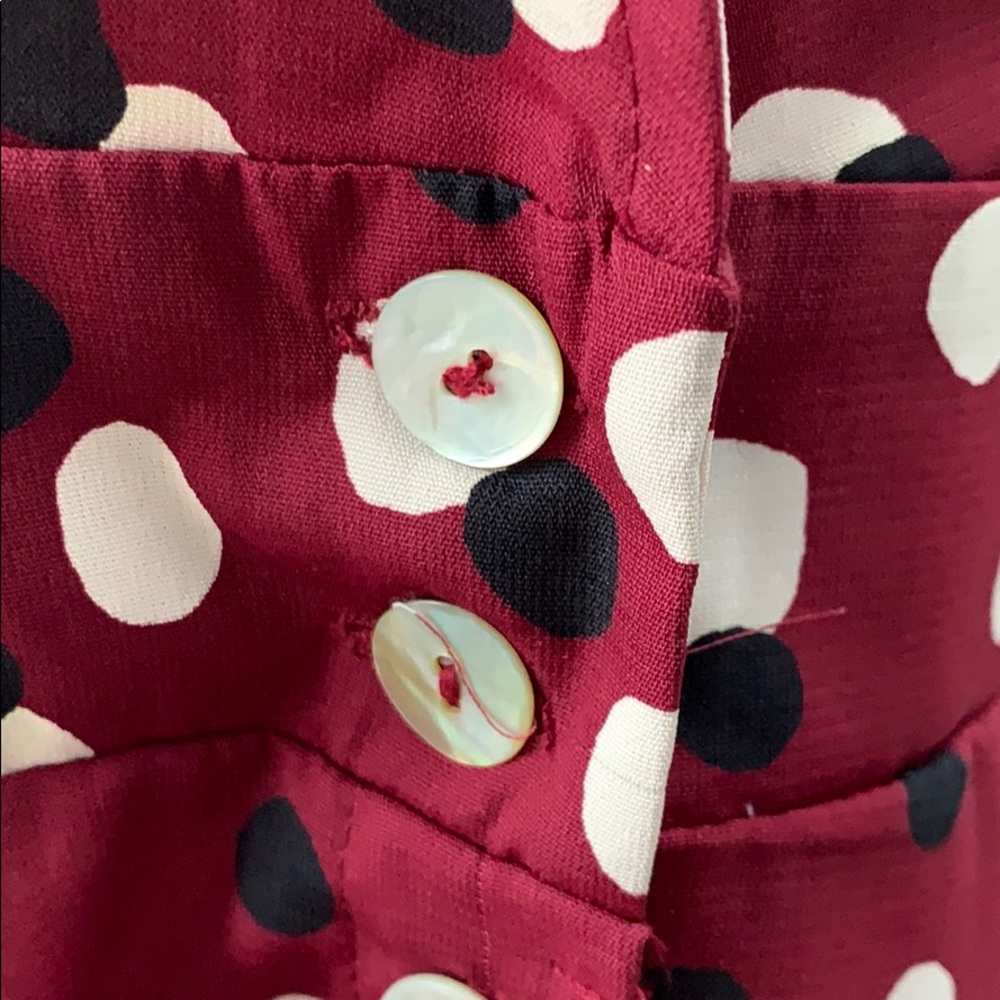 Beautiful Burgundy dress with white and black dots - Picture 7 of 14